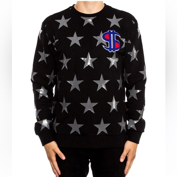 Hudson Mens Pullover Sweatshirt Luminous Stars Glow In Bright Light - Picture 1 of 16